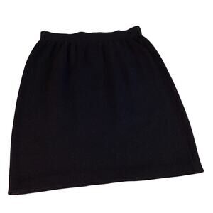 ST. JOHN Basics Solid Black Santana Knit Knee-Length Skirt 21" sz 6 *MADE IN USA